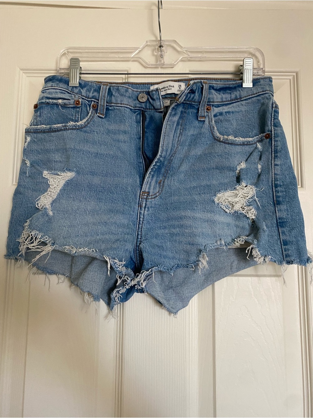 Abercrombie & Fitch Light Blue Distressed Denim Shorts